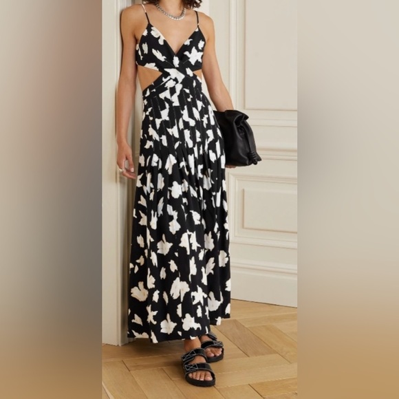 Proenza Schouler Womens Printed Designer Cut Out Maxi Formal Cocktail Sexy Dress